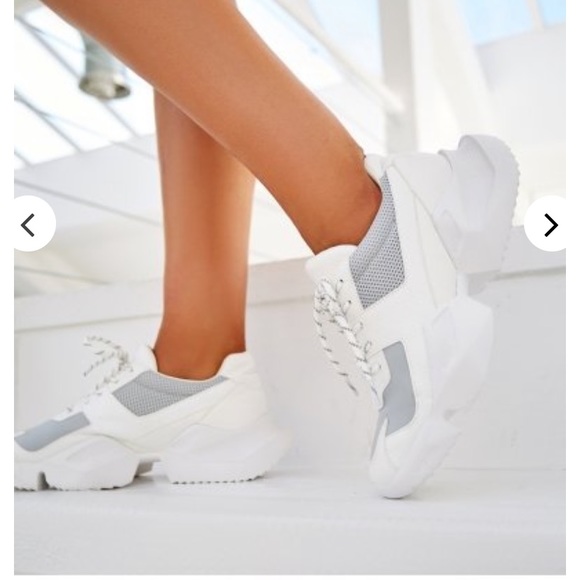 LISSY RODDY X PD CASJ WHITE & GREY CHUNKY TRAINERS - Picture 2 of 5